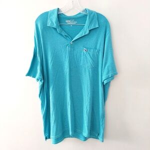 Vineyard Vines Men's polo shirt Edgartown Polo XL blue teal stripes short sleeve